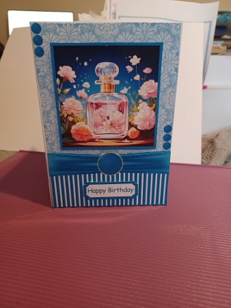 Vintage Perfume and Flowers Card Front 5x7 by Christine Garner
