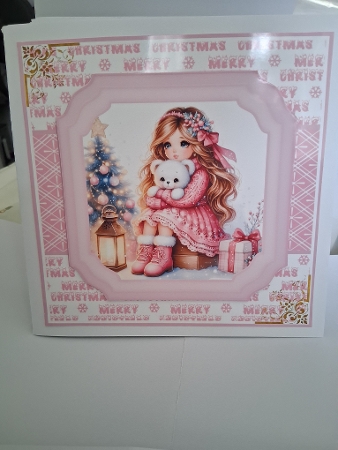 Pink Christmas Girl Mini Kit 7x7 by Christine Garner