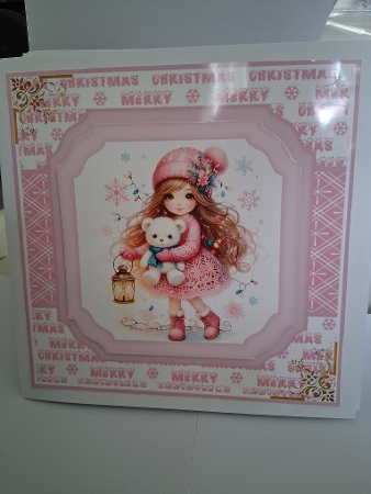 Pink Christmas Girl Mini Kit 7x7 by Christine Garner