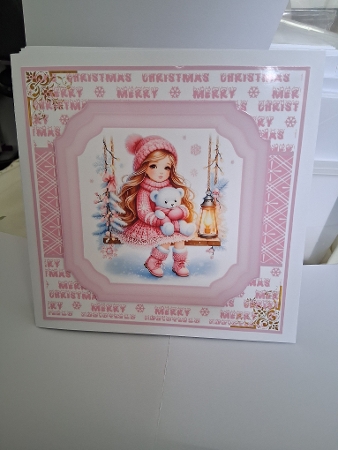 Pink Christmas Girl Mini Kit 7x7 by Christine Garner
