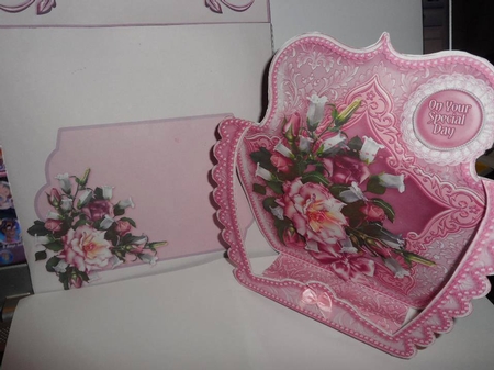 3D Acetate Window Vintage Pink Roses Bouquet by Christine Garner