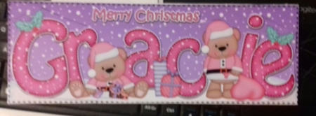 Large Dl Xmas Gracie Livvy Bear 3D Decoupage by Christine Garner
