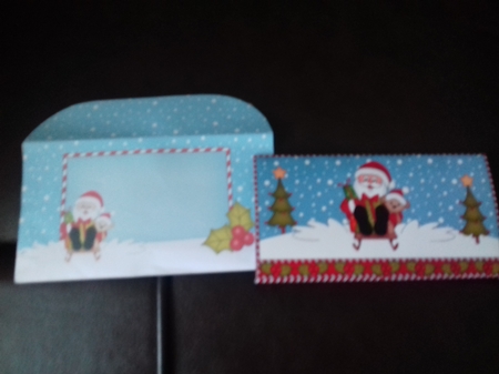 Christmas Sledging Santa Money or Gift Wallet Card Kit by Christine Garner