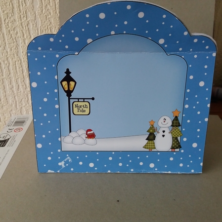 3D Christmas Pop Up Front Card Kit Little Elf has a snowball fight with Bobbin Robin  by Christine Garner