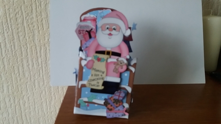 3D Christmas Rubber Band Pop Up Box Card - Santa is checking his List! by Christine Garner
