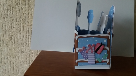 3D Christmas Rubber Band Pop Up Box Card - Santa is checking his List! by Christine Garner