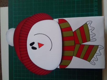3D Christmas Snowman Rio Milk Carton Gift or Treat Box by Christine Garner