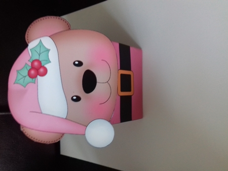 3D Christmas Livvy Bear Milk Carton Gift or Treat Box by Christine Garner