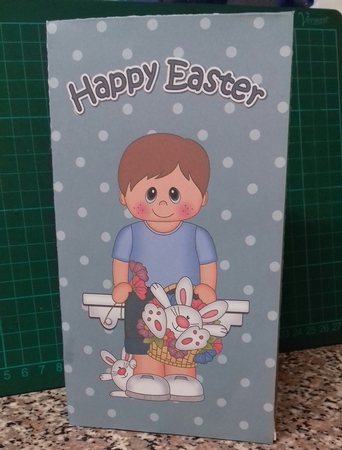 3D Easter Gift Bag Mini Kit - Easter Boy Clayton has a Cute Bunny in a Basket by Christine Garner