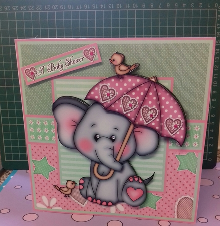 Ella with Umbrella Pink Mini Kit - New Baby/Baby Shower by Christine Garner
