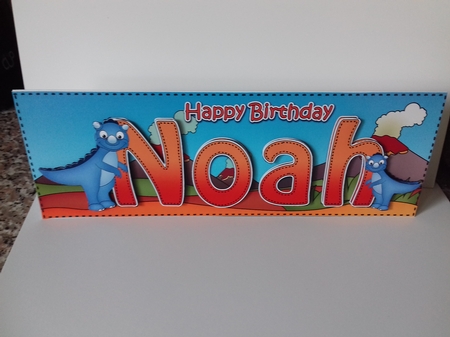 Large DL Happy Birthday NOAH 3D decoupage by Christine Garner