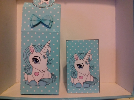 3D Milk Carton Treat Box - Cute Little Baby Unicorn Blueberry by Christine Garner