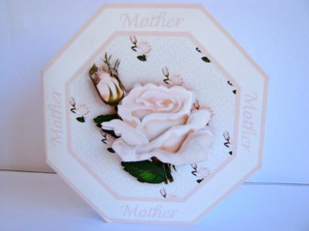 A Rose for Mother - Octagonal Quick Card with Decoupage by Christine Pagan