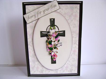 Green Glass Cross and White and Pink Floral by Christine Pagan