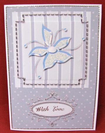 Blue Doodle Flower with Chrome Frame by Christine Pagan