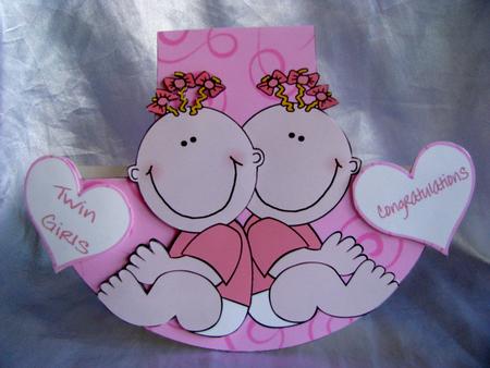 Wobble Card Twin Girls by Christine Pagan