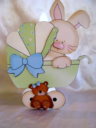 Baby Boy Pram Shape Card by Christine Pagan