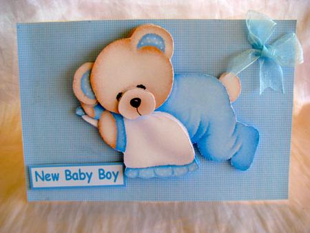 Baby Boy Bear Decoupage by Christine Pagan