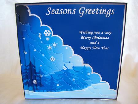Christmas Tree Scene Card Front and Triangle Pyramid by Christine Pagan