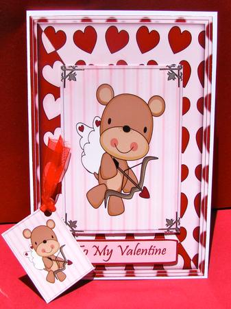 To My Valentine Cupid Bear Cardfront by Christine Pagan