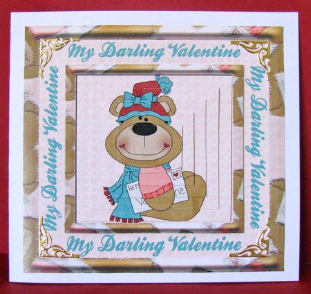 My Darling Valentine Bear Card Front by Christine Pagan