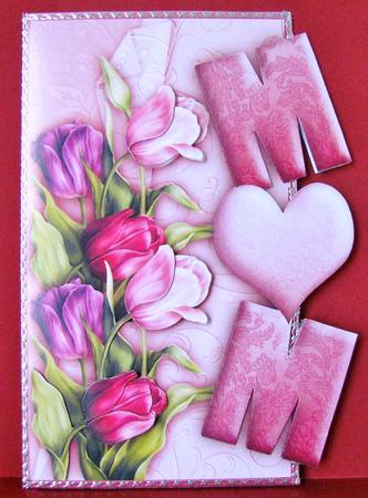 Over the Side Mum Tulips with Decoupage by Christine Pagan