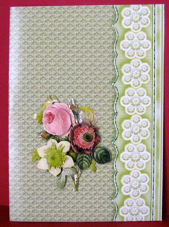 Leaf Green Embossed with Embroidered Flower Border by Christine Pagan