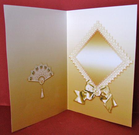 Gold Lace Fan and Victorian Bow A5 Insert by Christine Pagan