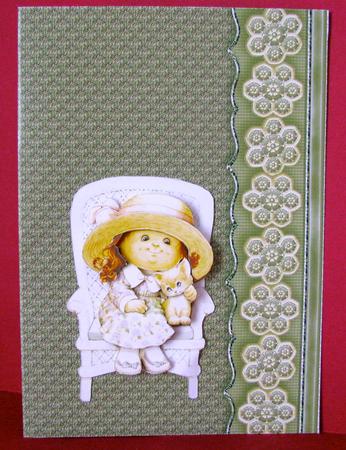 Moss Embossed with Embroidered Flower Border by Christine Pagan