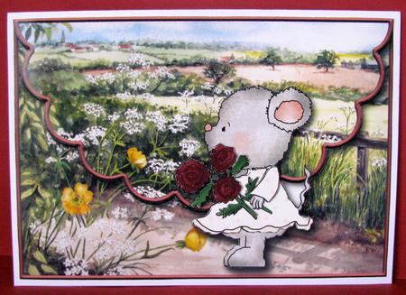 A Bouquet of Roses Envelope Card with Decoupage by Christine Pagan