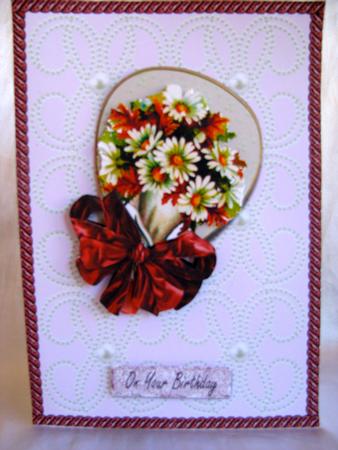 Daisies on a Fan with Pearls by Christine Pagan