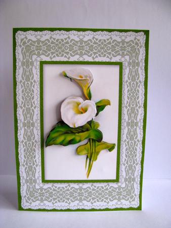Calla Lily on Lace Card Front by Christine Pagan