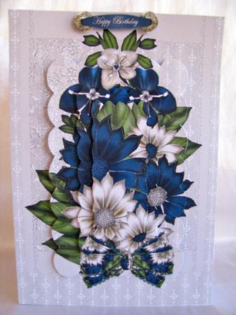 Ivory and Blue Flowers by Christine Pagan