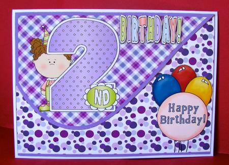 2nd Birthday Girl Tear Drop Card Front by Christine Pagan