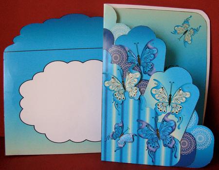 Blue Butterflies Scalloped Pocket Card Kit by Christine Pagan