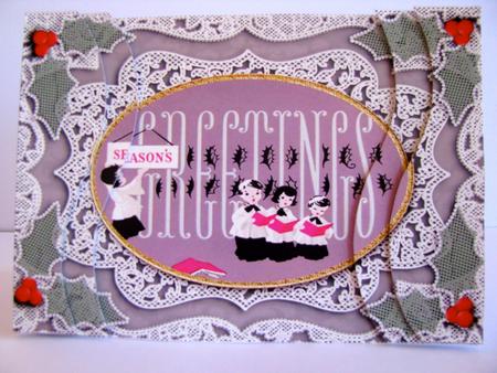 Christmas Choirboy Greetings Lace Swirvey Side Stacker by Christine Pagan
