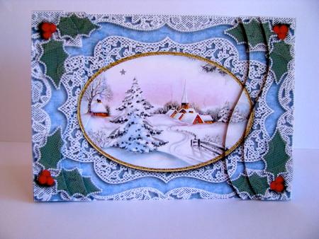 Snowy Christmas Tree Lace Swirvey Side Stacker by Christine Pagan
