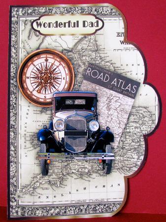Vintage Car 2 Scallop Edge A4 Card Front by Christine Pagan