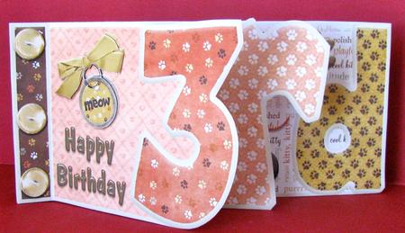 Cats Whisker's 3rd Happy Birthday Number Book Sheet by Christine Pagan
