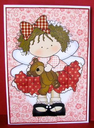 Little Cupid Beauty with Teddy 2 Corner Stacker by Christine Pagan