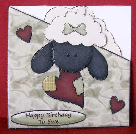 Happy Birthday Ewe Diagnol Over the Edge Card by Christine Pagan