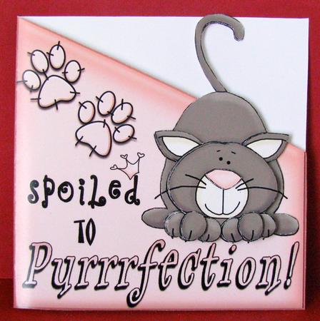Spoiled to Purfection Diagonal Over the Edge Card by Christine Pagan