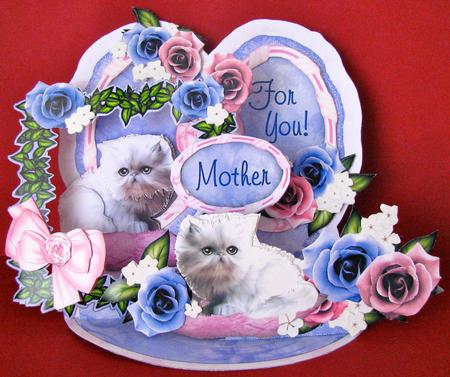 Giant Easel Tableau 3D Card Kit - Kittens & Roses by Christine Pagan