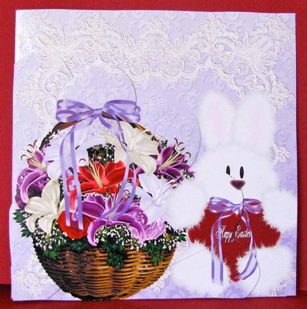 Easter Flower Basket and Bunny by Christine Pagan