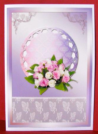 Lace & Roses Decoupage Card Front by Christine Pagan