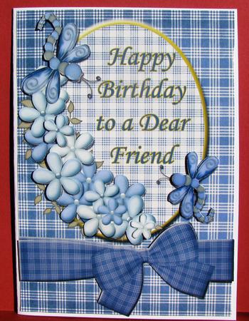 Happy Birthday Dear Friend Blue Quick Card Front by Christine Pagan