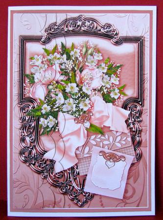 Pink Roses Bouquet on an Ornate Frame Side Stacker by Christine Pagan