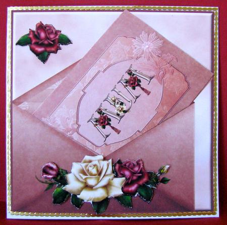 Mums Roses Envelope Card with Decoupage by Christine Pagan