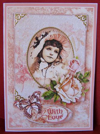 Vintage Girl in a Pink Bonnet Decoupage by Christine Pagan