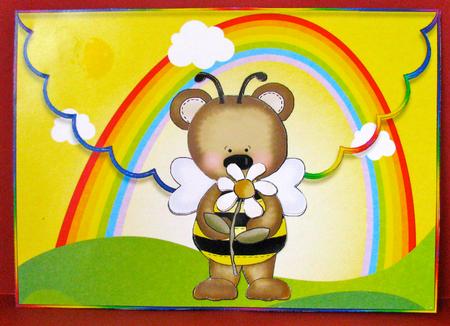 Bumble Bee Bear Scalloped Edge Envelope Card by Christine Pagan